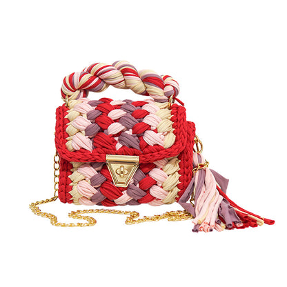 Xuan Ya Hand-Woven Women's Handbag Color Bag Women's Crossbody Chain Bag Cross-Border Handbag