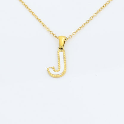 vakkv Style All-Matching Fashion 26 English Letter Necklace White Shell Color Shell Pendant Titanium Steel 18K Gold Plating Stainless Steel Jewelry