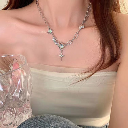 Titanium Steel Zircon Necklace for Women All-Match High-Grade Non-Fading Summer Niche Design Clavicle Chain Sweater Chain Accessories