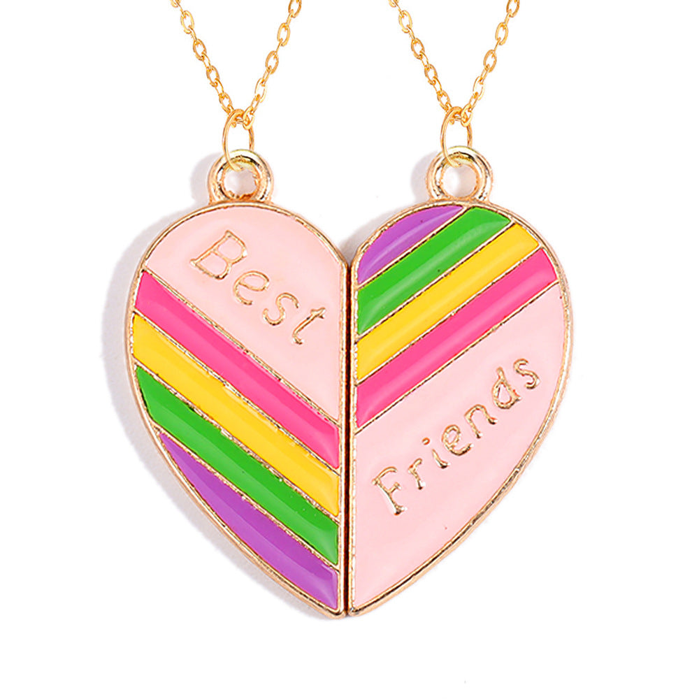 Cross-Border Hot Selling BFF Good Friend Necklace Magnet Suction Love Necklace Butterfly Rainbow Stitching 1 Set Besties Necklace