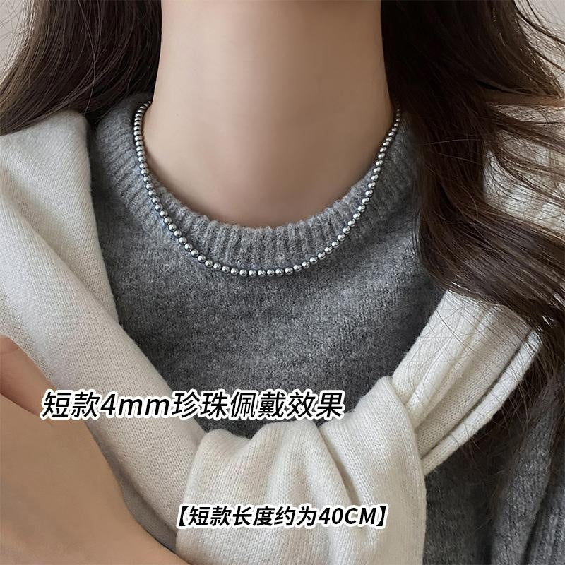 Shijiaao White Magnetic Buckle Perfect Circle Pearl Necklace for Women Autumn and Winter New Sweater Chain Light Luxury Temperament Necklace Wholesale