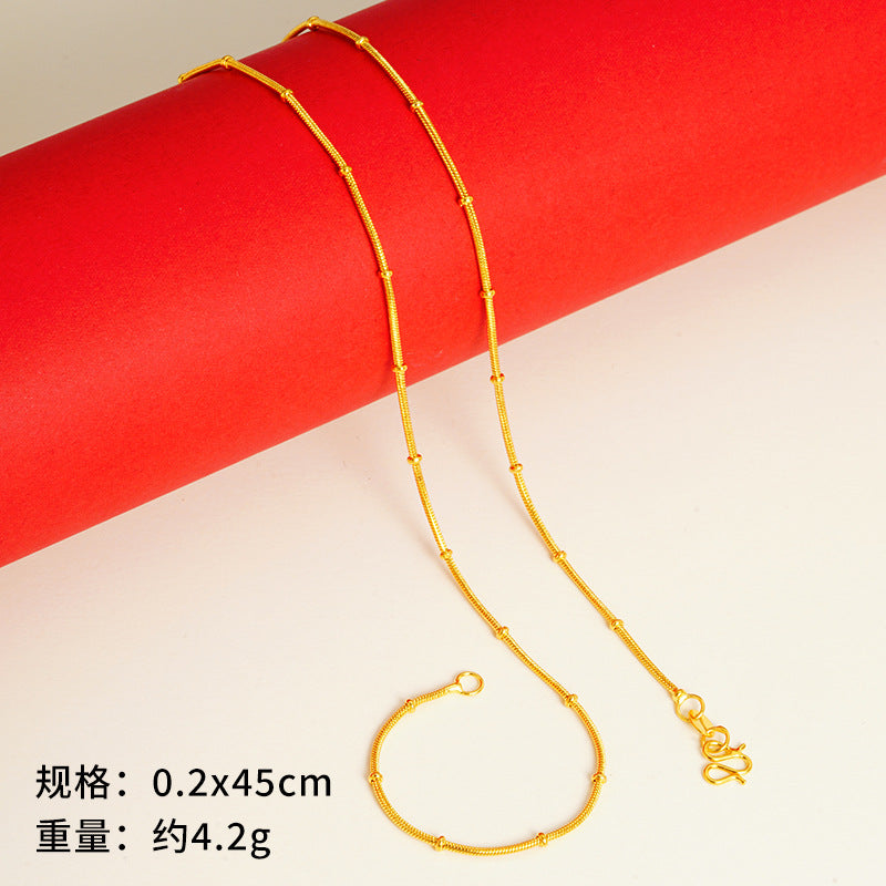 vakkv  Alluvial Gold Necklace Ornament Women's No Color Fading High-Grade Niche Clavicle Chain Yiwu Copper Accessories Imitation Gold Chain