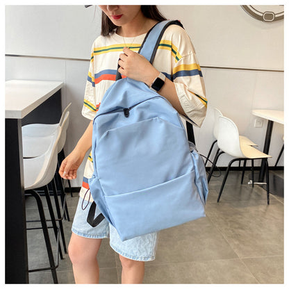 Mori Style Large Capacity Solid Color Backpack Men's Trendy Ins Korean Style All-Matching School Bag Female High School Student Campus Backpack