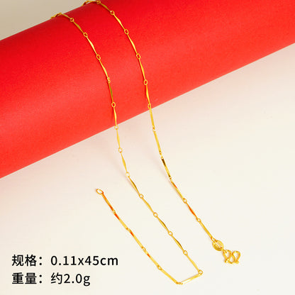 vakkv  Alluvial Gold Necklace Ornament Women's No Color Fading High-Grade Niche Clavicle Chain Yiwu Copper Accessories Imitation Gold Chain