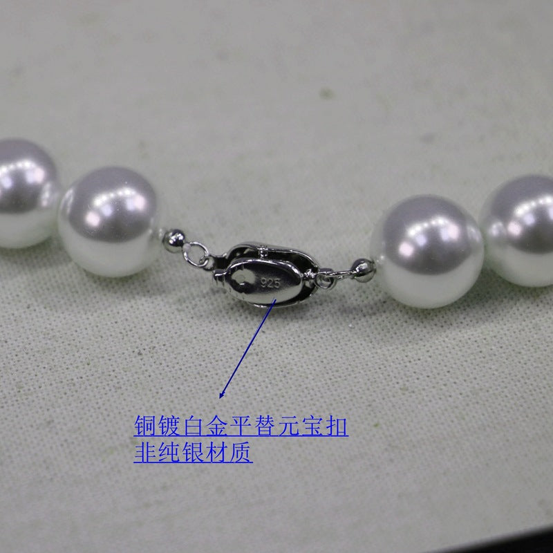 Small Sweet Potato Cold Australian White Cold White Pearl Necklace Perfect Circle Strong Light S925 Sterling Silver Ingot Buckle Sweater Chain