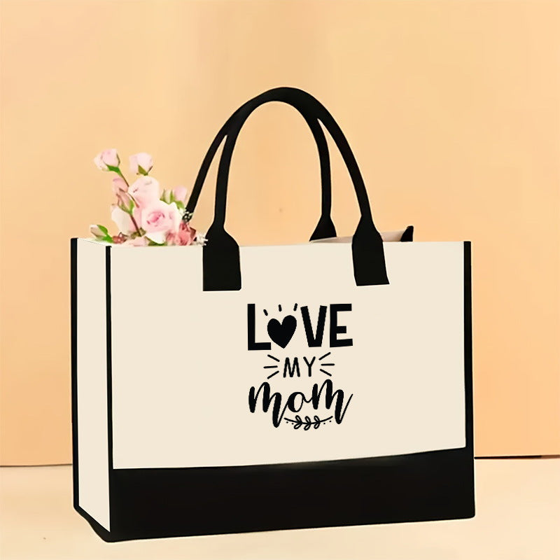 Cross-Border Hot Selling Canvas Shoulder Bag Large Capacity Printed Tote Women's Stylish and Lightweight Portable Gift Shopping Bag