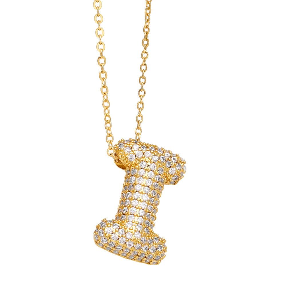 Cross Border Ornament New 26 English Letter Necklace Female Inlaid Zircon Niche Temperament Clavicle Chain Nkb798