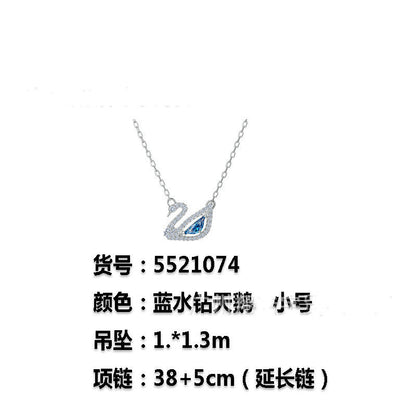 VAKKV Shijia 1:1 High Version Gradient Blue Black Swan Necklace Female Polo Crystal Swan Clavicle Chain Factory Delivery