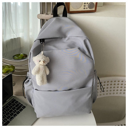 Mori Style Large Capacity Solid Color Backpack Men's Trendy Ins Korean Style All-Matching School Bag Female High School Student Campus Backpack