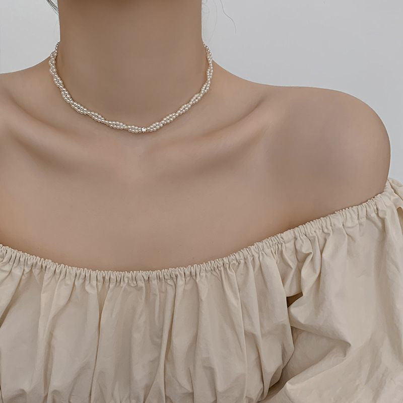 vakkv  Super Fairy Long Pearl Necklace Trendy Temperament Palace Style Special-Interest Design Clavicle Chain Exquisite Gentle Sweater Chain