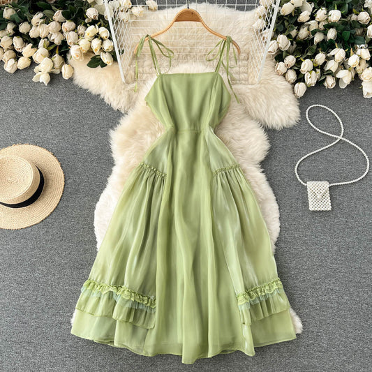 VAKKV Cute A line Sleeveless Backless Mint Green Summer Holiday Dress P242