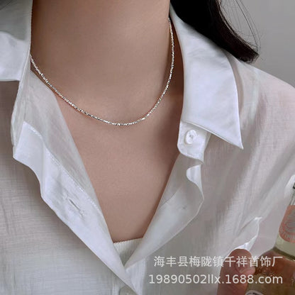 VAKKV Qianxiang S925 Sterling Silver Small Pieces of Silver Necklace Women's Fashionable Exquisite Irregular Handmade Chain TikTok Taobao Hot Sale