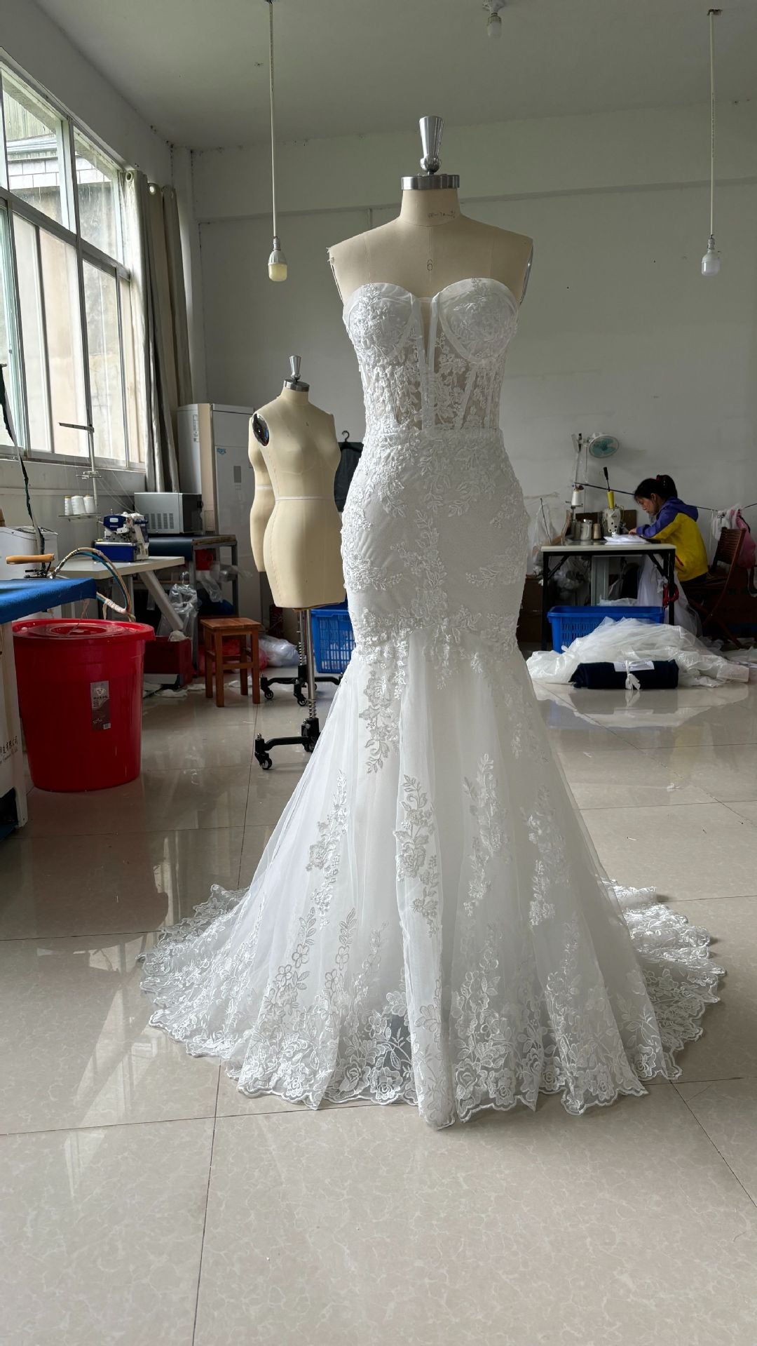 VAKKV  Fishtail Lace Wedding Dress Main Yarn Advanced Texture  New Bridal Slim Fit Super Fairy Slimming Tube Top Wedding Veil Women