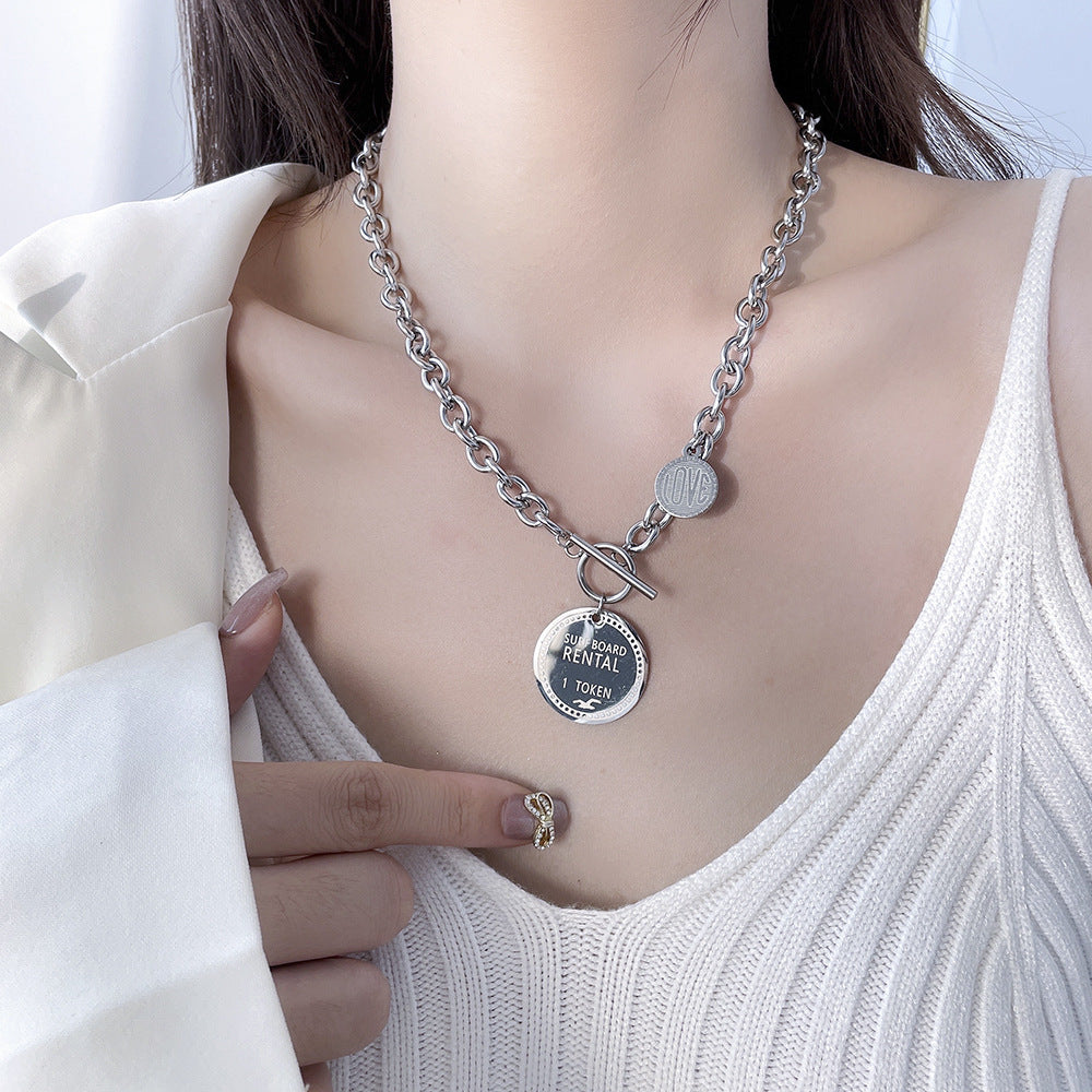 Titanium Steel Zircon Necklace for Women All-Match High-Grade Non-Fading Summer Niche Design Clavicle Chain Sweater Chain Accessories