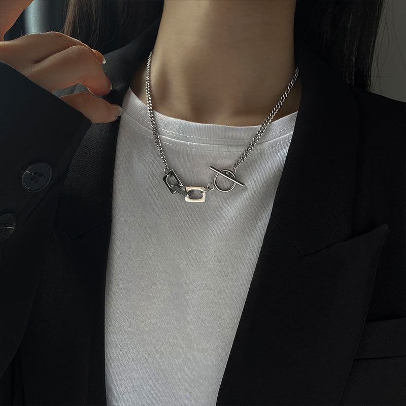 Titanium Steel Zircon Necklace for Women All-Match High-Grade Non-Fading Summer Niche Design Clavicle Chain Sweater Chain Accessories