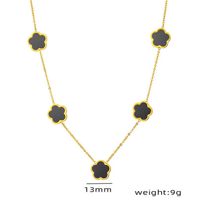 Parthenocissus Grass Flower Titanium Steel Necklace Female Niche Plum Pendant Clavicle Chain HOTan and NEWn Fashion Pork Belly Suit