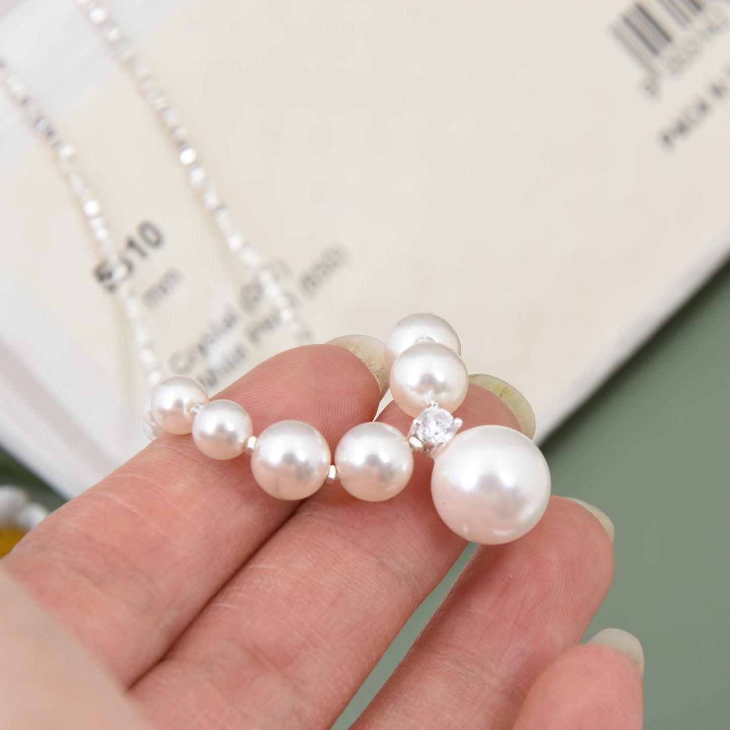 vakkv  Small Pieces of Silver Necklace S925 Silver Special-Interest Design Shijia Pearl Same Style Clavicle Chain Small Sweet Potato Light Luxury  New