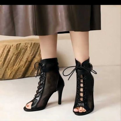 Cross-Border HOTan and NEWn Fashion Lace-up Suede Buckle Peep Toe Sexy High Heels Women's Large Size Shoes Party Shoes Women's