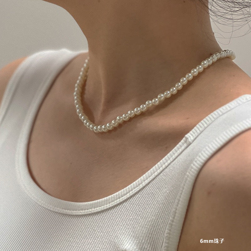 Ni Ni Same Style Pearl Necklace for Women Light Luxury Temperament High-Grade Clavicle Chain  New Popular Niche Necklace