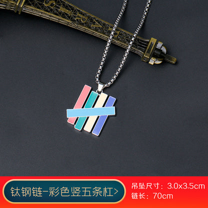 vakkv Fashion Brand Titanium Just Hip Hop Style Necklace Men and Women Ins Cold Talk Wind All-Match Sweater Chain Punk Pendant Long Accessories