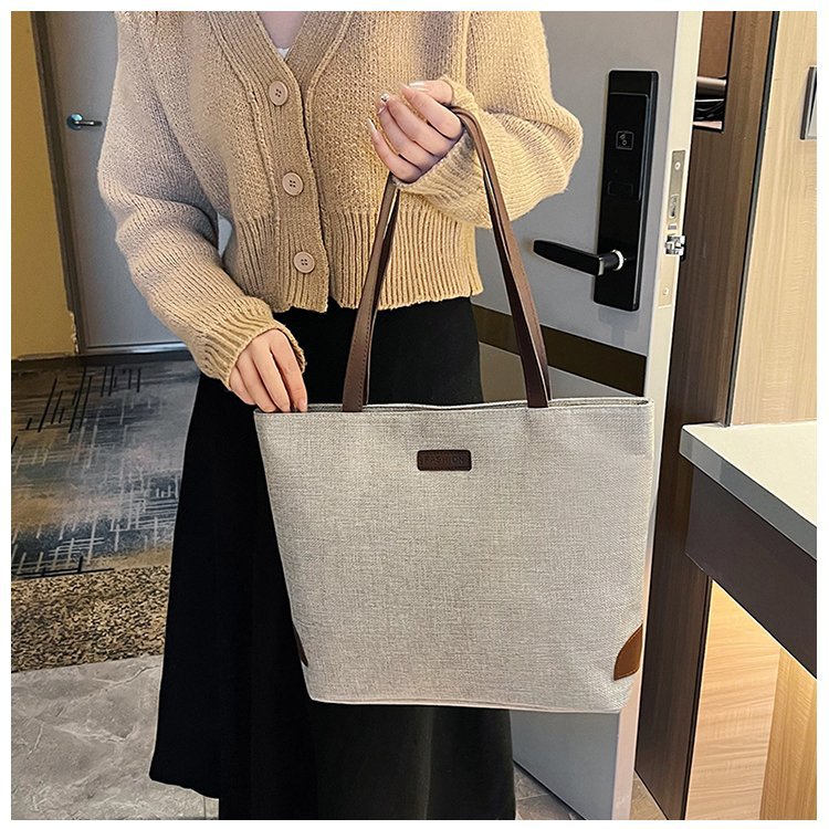 Simple Fashion Commuter Shoulder Bag Women's Casual Large Capacity Totes  New Linen Hand-Carrying Shoulder Bag