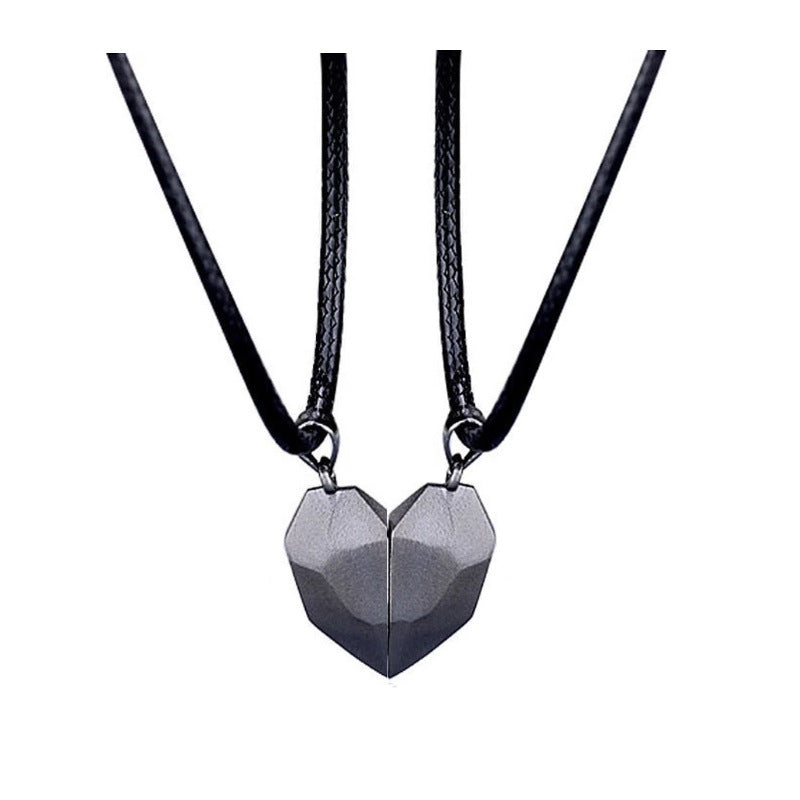 Wish Stone Pendant Heartbreak Clavicle Chain Heart Necklace Couple Love Items Magnet Magnetic Necklace for Women Wholesale