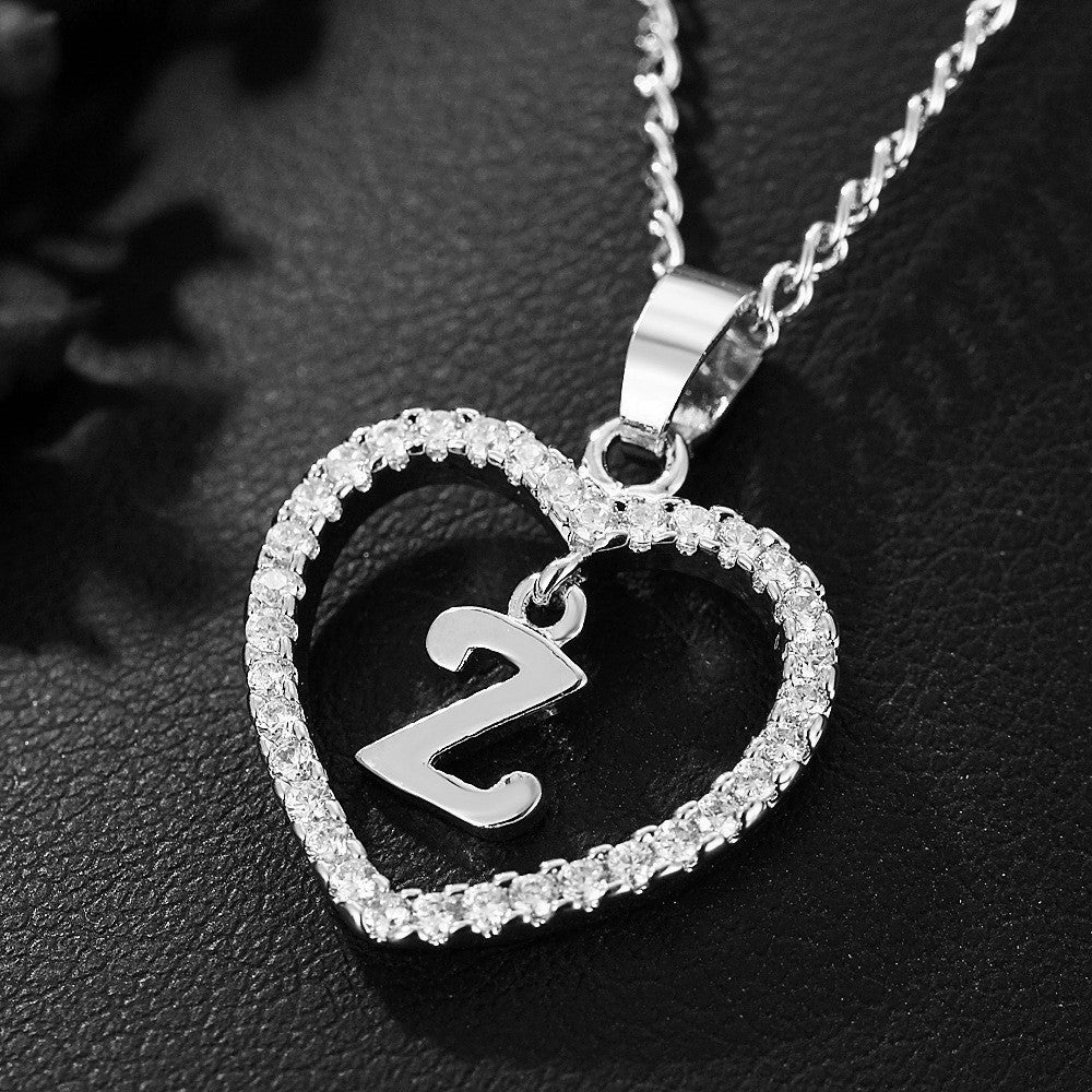 In Stock Direct Selling Exclusive for Cross-Border Letter Necklace 26 Letter Heart-Shaped Zircon Necklace Jewelry Love Heart Pendant Necklace