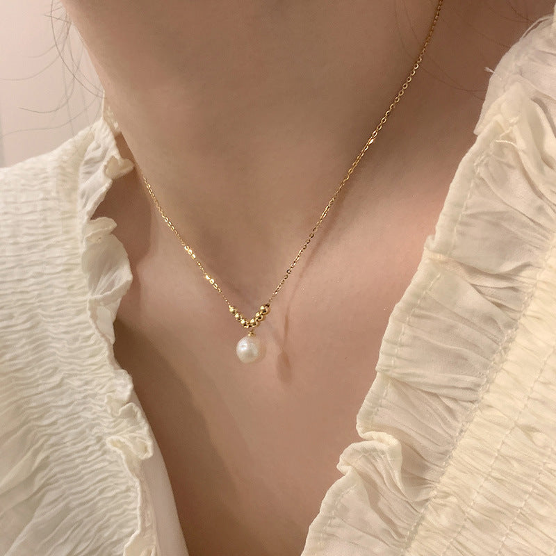 vakkv  Double-Layer Pearl Necklace Women's  New Special-Interest Design High-Grade Clavicle Chain Ins Mild Luxury Retro Sweater Chain