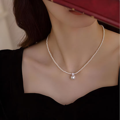 vakkv  Silver Shell S925 Sterling Silver Shijia Pearl Necklace Women's Fashion Elegant Perfect Circle Diana Style Pendant Necklace All-Match Jewelry