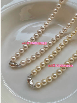 INS Blogger Procurement Service of Korean Products Fever Same Style High-Grade Female Summer Retro Shi Home Perfect Circle Pearl Shell Necklace Clavicle Chain