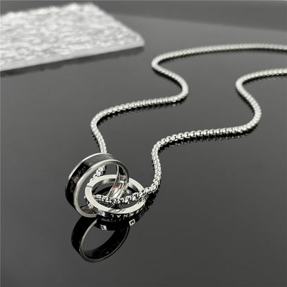 Cross-Border European Hip Hop Titanium Steel Necklace Men's Fashionable All-Match Pendant Retro Personal Accessories Women's Long Sweater Chain Pendant