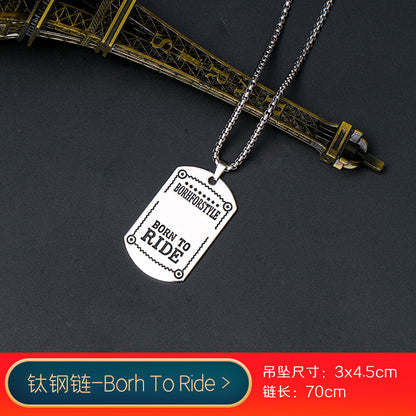 vakkv Fashion Brand Titanium Just Hip Hop Style Necklace Men and Women Ins Cold Talk Wind All-Match Sweater Chain Punk Pendant Long Accessories