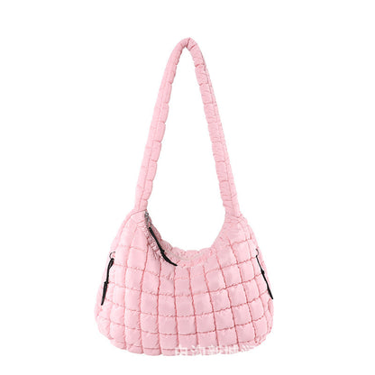 Cross-Border Wholesale Popular Pleated Cloud Bag Fashion Shoulder Portable Dumpling Bag Large Capacity down Cotton Underarm Women's Bag