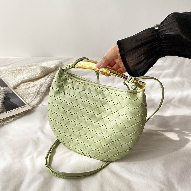 Foreign Trade Sardine Bag Metal Handle Bag Little Shark Women's Woven Bag Large Capacity Tote Dumpling Shoulder Bag