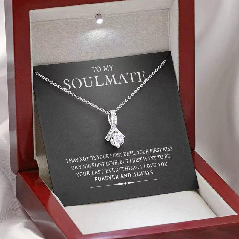 vakkv  Cross-Border  Hot Soulmate Design Herringbone Pendant Classic All-Match Mother's Day Gift Necklace