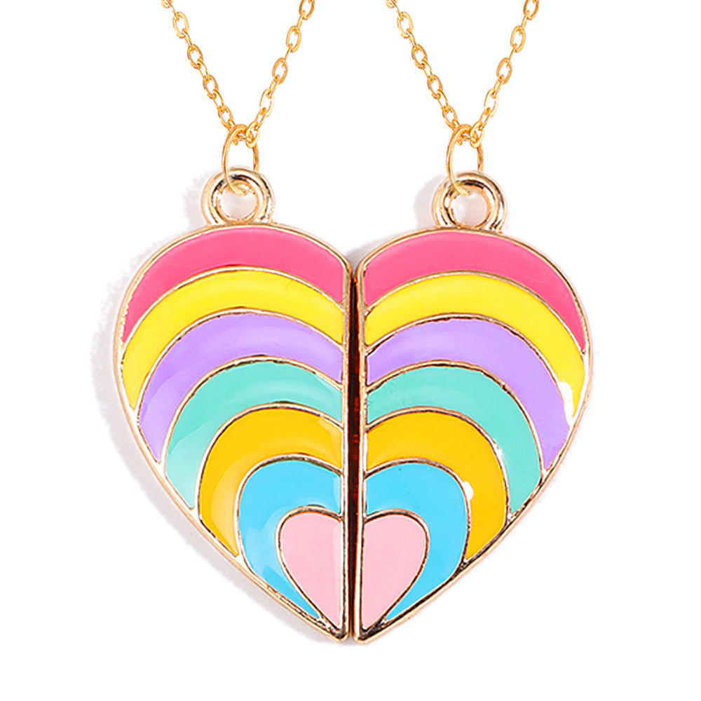 Cross-Border Hot Selling BFF Good Friend Necklace Magnet Suction Love Necklace Butterfly Rainbow Stitching 1 Set Besties Necklace