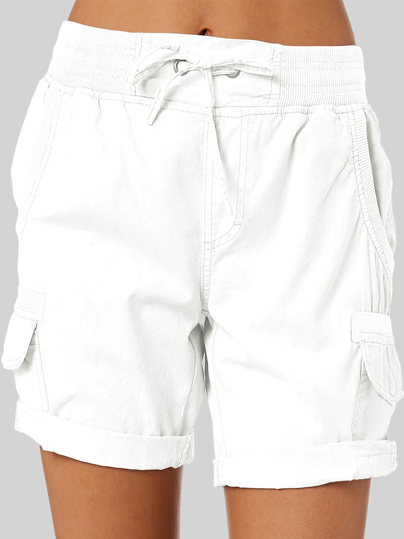 Cross-Border Foreign Trade Women's High Waist Overalls Casual Pants Cotton Linen Shorts Thin A- line Loose Wide Leg Shorts
