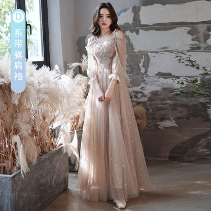 VAKKV  Girlfriends Bridesmaid Dress  New Spring Fairy Graceful Puff Sleeve Bridesmaid Dress the Wedding Party Evening Dress