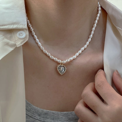 Ni Ni Same Style Pearl Necklace for Women Light Luxury Temperament High-Grade Clavicle Chain  New Popular Niche Necklace