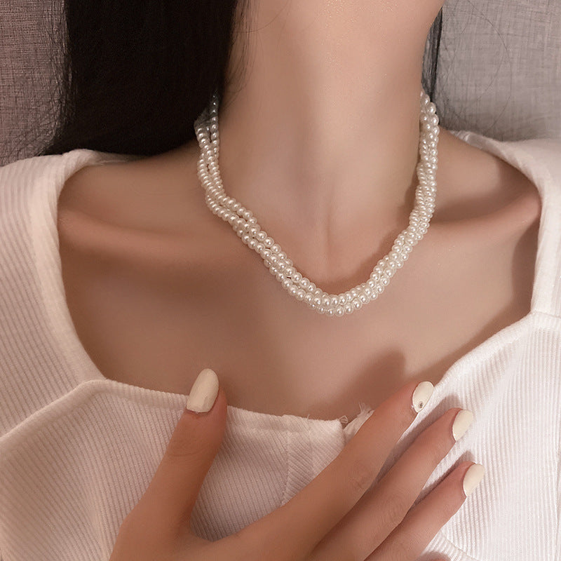 vakkv  Super Fairy Long Pearl Necklace Trendy Temperament Palace Style Special-Interest Design Clavicle Chain Exquisite Gentle Sweater Chain