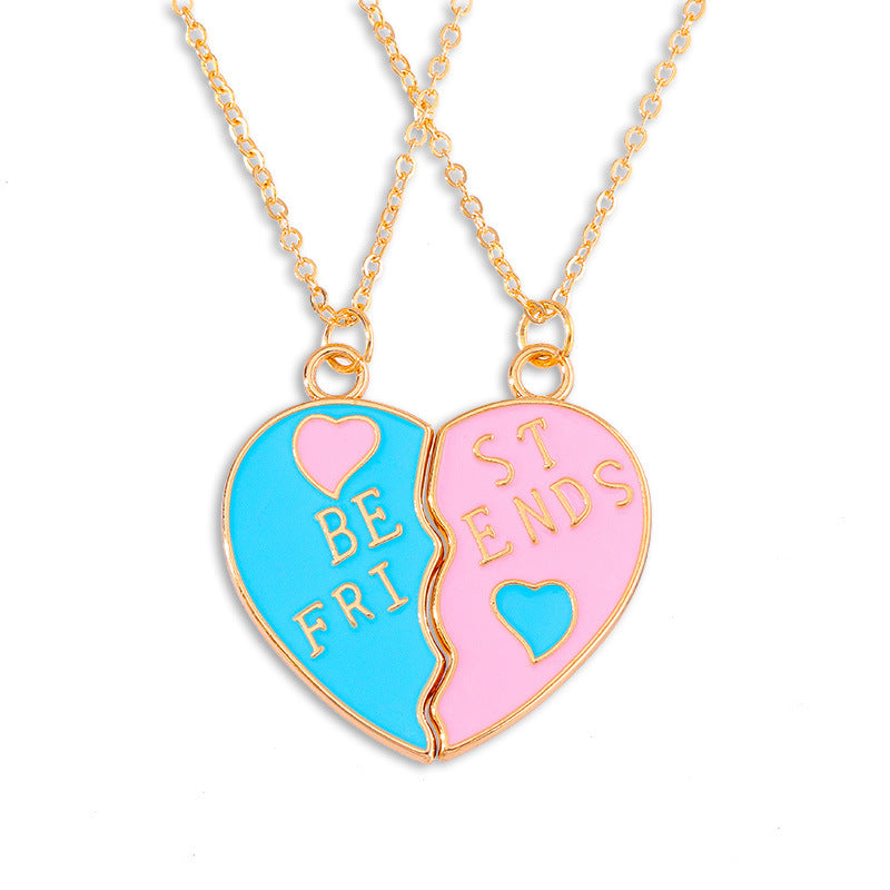 Cross-Border Hot Selling BFF Good Friend Necklace Magnet Suction Love Necklace Butterfly Rainbow Stitching 1 Set Besties Necklace