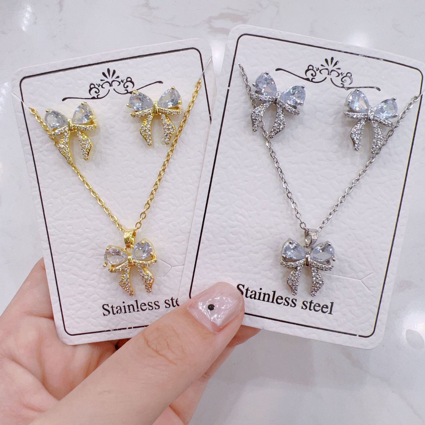 vakkv Cross-Border Hot  Diamond Necklace and Earrings Suite HOTan NEWn Simple Versatile Clavicle Chain Factory Wholesale Direct Wholesale