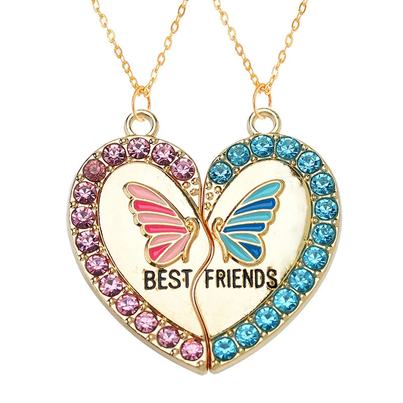 Cross-Border Hot Selling BFF Good Friend Necklace Magnet Suction Love Necklace Butterfly Rainbow Stitching 1 Set Besties Necklace