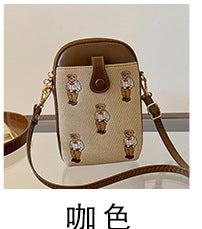 High Quality Bag Women's Bag  Spring New Fashion All-Match Bear Cell Phone Small Bag Shoulder Crossbody Small Square Bag Fashion