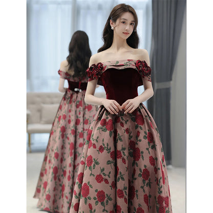 VSKKV off-Shoulder Toast Dress Bride High Sense  New Wedding Dress Princess on the Run Engagement Dress Long