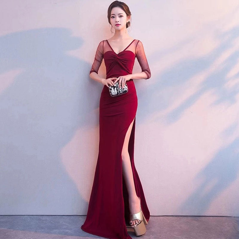 VAKKV Banquet Evening Dress  New Noble Atmosphere Queen Host Long Slim Temperament Party Dress for Women