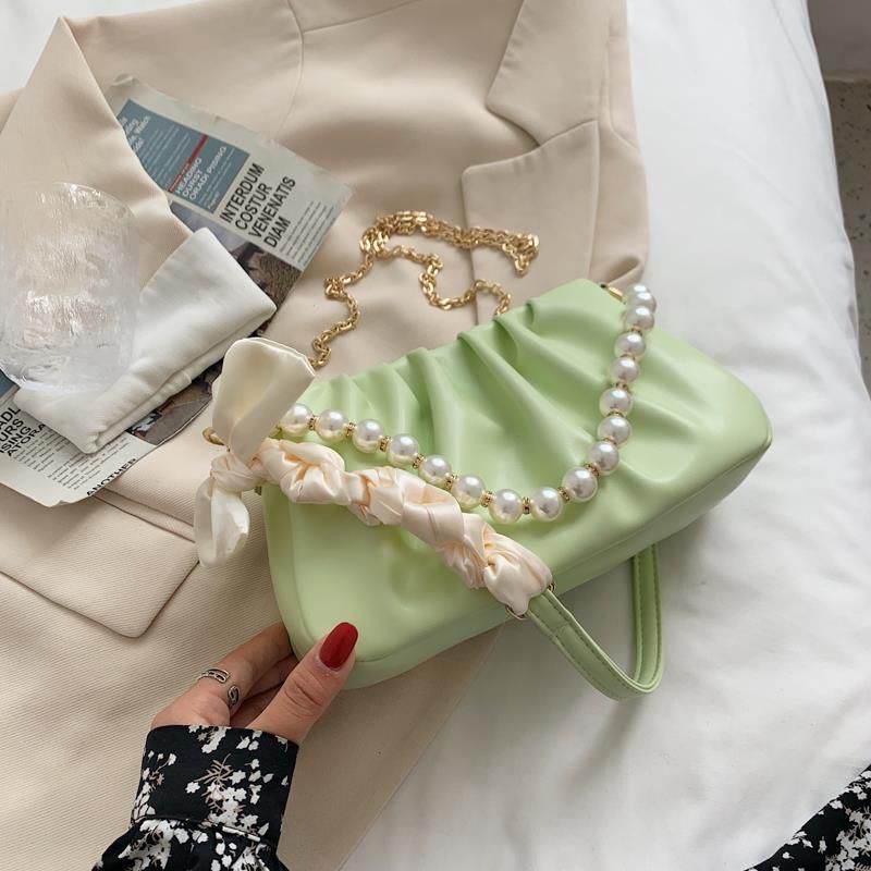 Pearl Pleated Cloud Underarm Bag Niche Bag Women's Fashion Trendy New Summer All-Match Shoulder Messenger Bag