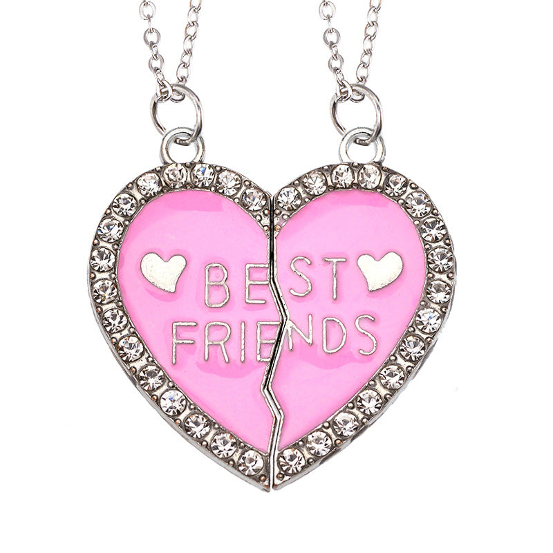 Cross-Border Hot Selling BFF Good Friend Necklace Magnet Suction Love Necklace Butterfly Rainbow Stitching 1 Set Besties Necklace