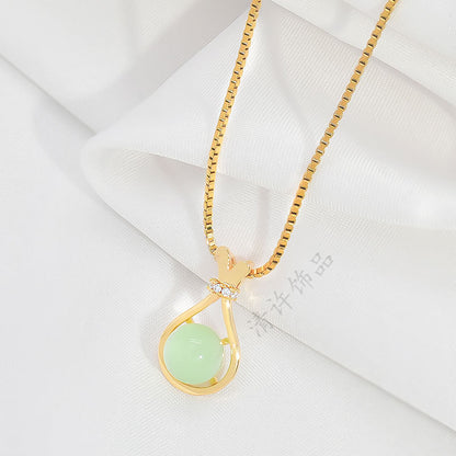 vakkv Popular Hetian Jade Lucky Bag Necklace Women's Light Luxury High-Grade Retro Fashion Short Necklace Tik Tok Live Stream Supply