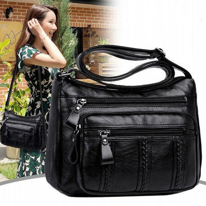 New Women's Cross-Body Bag Pu Multi-Layer Soft Leather Shoulder Messenger Bag Detachable Shoulder Strap Shoulder Bag